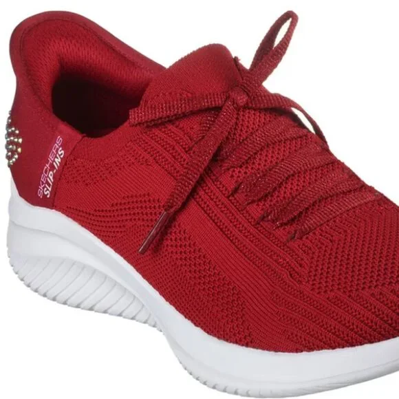 Skechers Slip-ins: Ultra Flex Red Rhinestone Heart - Picture 3 of 11